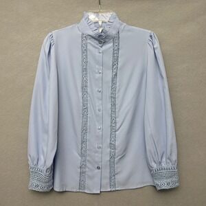 Noracora Top Women's S Baby Blue Edwardian Victorian Cottagecore Button Up Twee